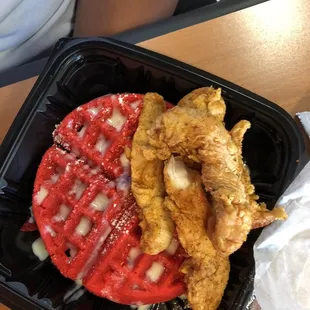 Red Velvet waffle with tenders