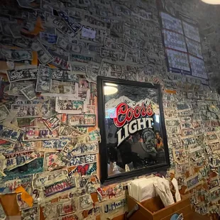 a wall full of money