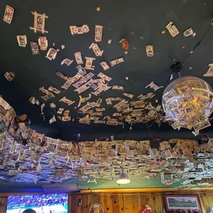 money falling from the ceiling