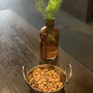 Complementary corn nuts.