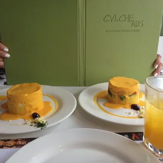 Stuffed Potato Causa with Chicken / Causa con Relleno de Pollo