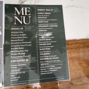 a menu for a coffee shop