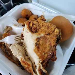 2 mix lunch special. $5.55 or around there.  They gave me a wing and breast. My side was hush puppies.
