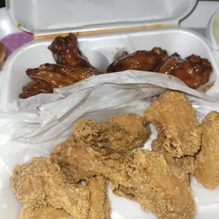 Honey BBQ and regular fried chicken