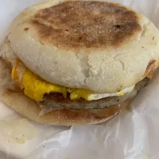 Sausage egg and cheese sandwich