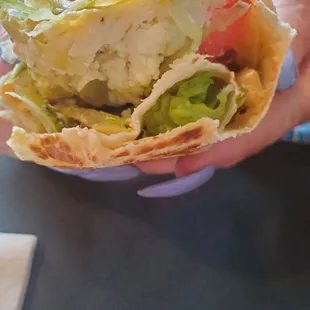 The inside of the delicious wrap.