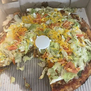 Taco pizza minus black olives