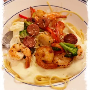 Blackened Shrimp &amp; Andouille Sausage Alfredo