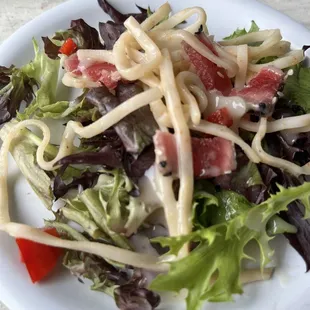 Sesame encrusted ahi with peanut noodles (no peanut taste) and spring salad. I added the maple vinaigrette dressing. Amazing!