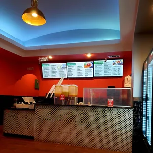 Menu and cashier area