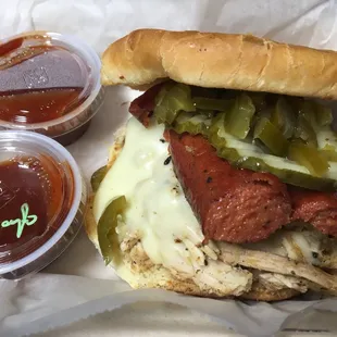 Double delicious smoked turkey and beef hot link.