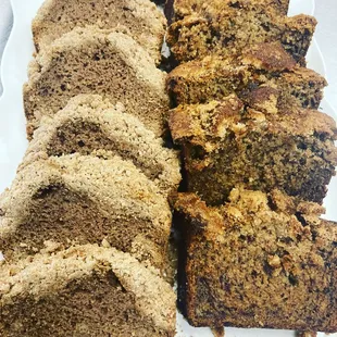 a plate of banana bread