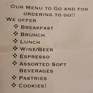 Menu - front