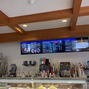 a view of the counter and menus