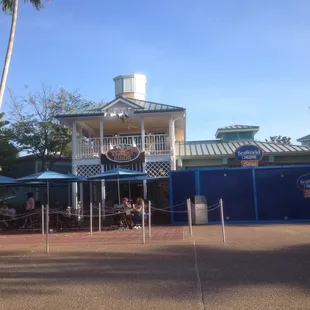 Exterior of the bakery and patio area.