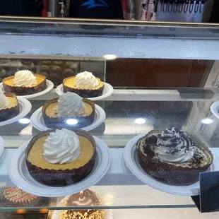 a variety of desserts on display