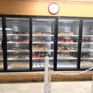 a display case full of pastries