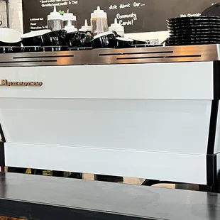 a coffee machine in a coffee shop