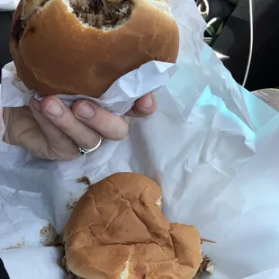 Holding my husbands jumbo for comparison, about twice the sandwich as the regular for only $0.75 more!