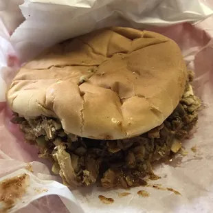 ows a pulled pork sandwich