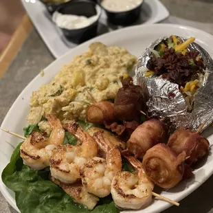 Rockfish , Bacon Wrapped Scallop &amp; Shrimp Combo