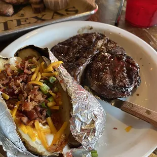 Ribeye was all fat and gross, but at least they make a decent loaded potato!