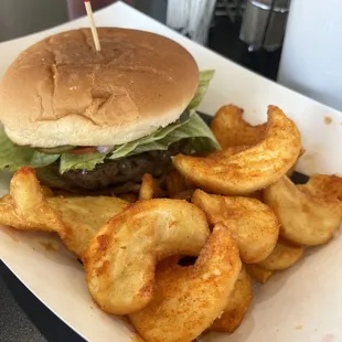 Mikes Burger and thick curly fries