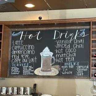 Sept 2023 hot drink menu