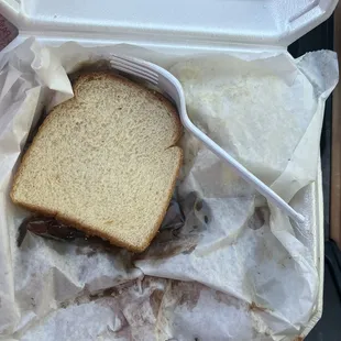 a sandwich in a container