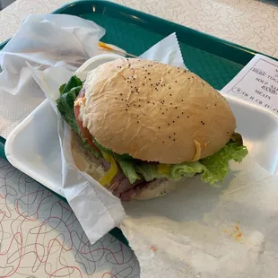 Roast beef sandwich with all the toppings