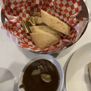 Complimentary Warm Fresh Bread with Garlic Balsamic Dip