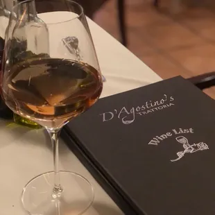 ows a glass of wine and a menu