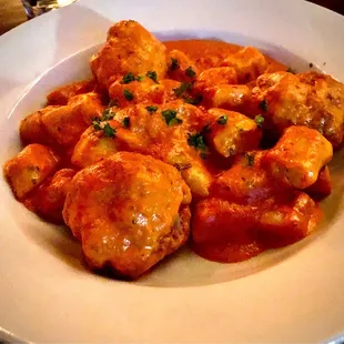 Gnocchi with meatballs and palomino sauce. Yum!