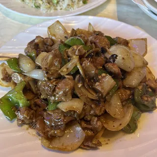 Beef with Black Bean Sauce Over Rice