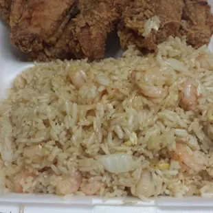 I got 6 pcs of wings/drummettes and made to order fried rice for $6.49 + tax =$7.06. Both the chicken and rice is the bomb!