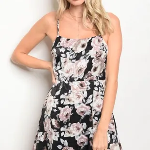 Black floral dress size S,M,L.