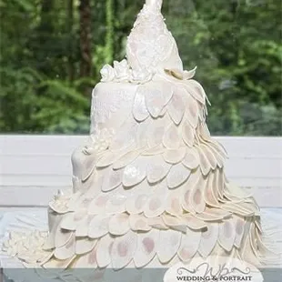 Elegant Peacock Wedding Cake. .Hand Made Sugar Paste Topper.