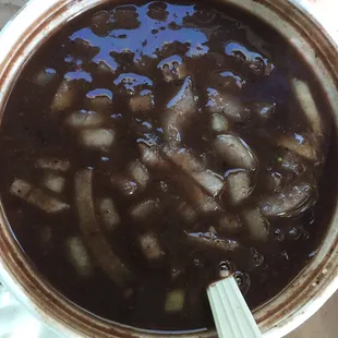 Black beans side with onions (no rice). Comes with a side of Cuban bread too