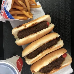 Hot dog, fries, and a drink