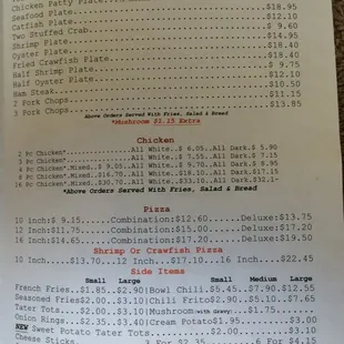 Second page of the menu