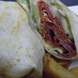 Italian Wrap with Onion Rings on the side