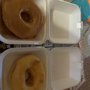 Caramel donut and glaze donut