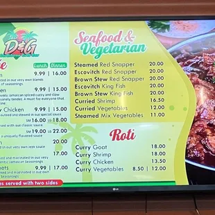 Entree, Seafood &amp; Vegetarian, Roti