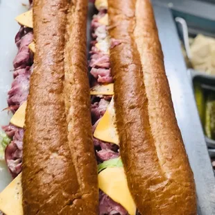 two sub sandwiches