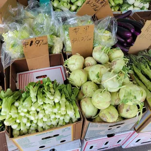 Produce displayed on sidewalk