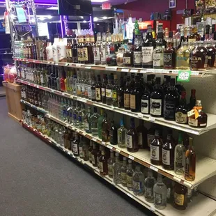 shelves of liquor