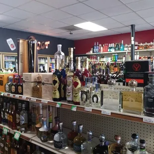 shelves of liquor