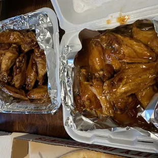 Two kinds of wings- Habanero Mango and Teriyaki