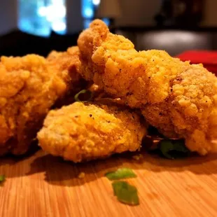 a pile of fried chicken