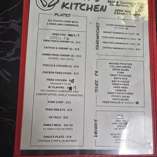 menu
